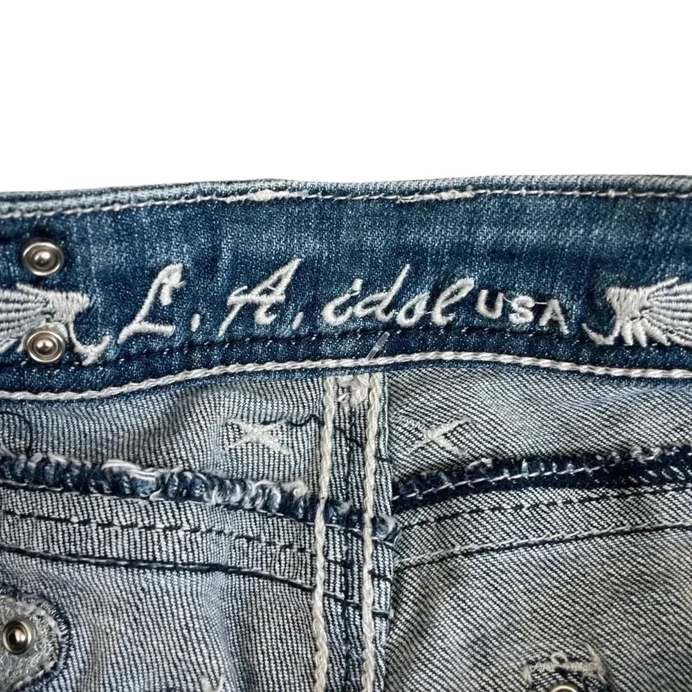 La Idle USA Jeans rhinestones metal embellished • Size 9 • 31/34 - Picture 5 of 8